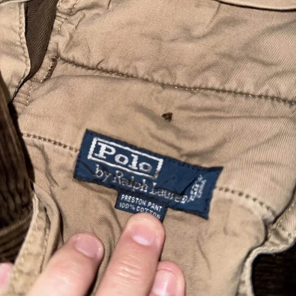 Polo Ralph Lauren Preston Corduroy Pants Men's 38x32 Brown/ Navy (Lot Of 2) EUC